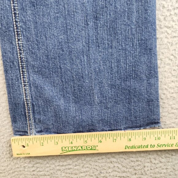 Womens 33x35 Plus Bootcut Vanity Jeans Blue Flap Pockets Curvy Mid Rise Stretch - Picture 7 of 9